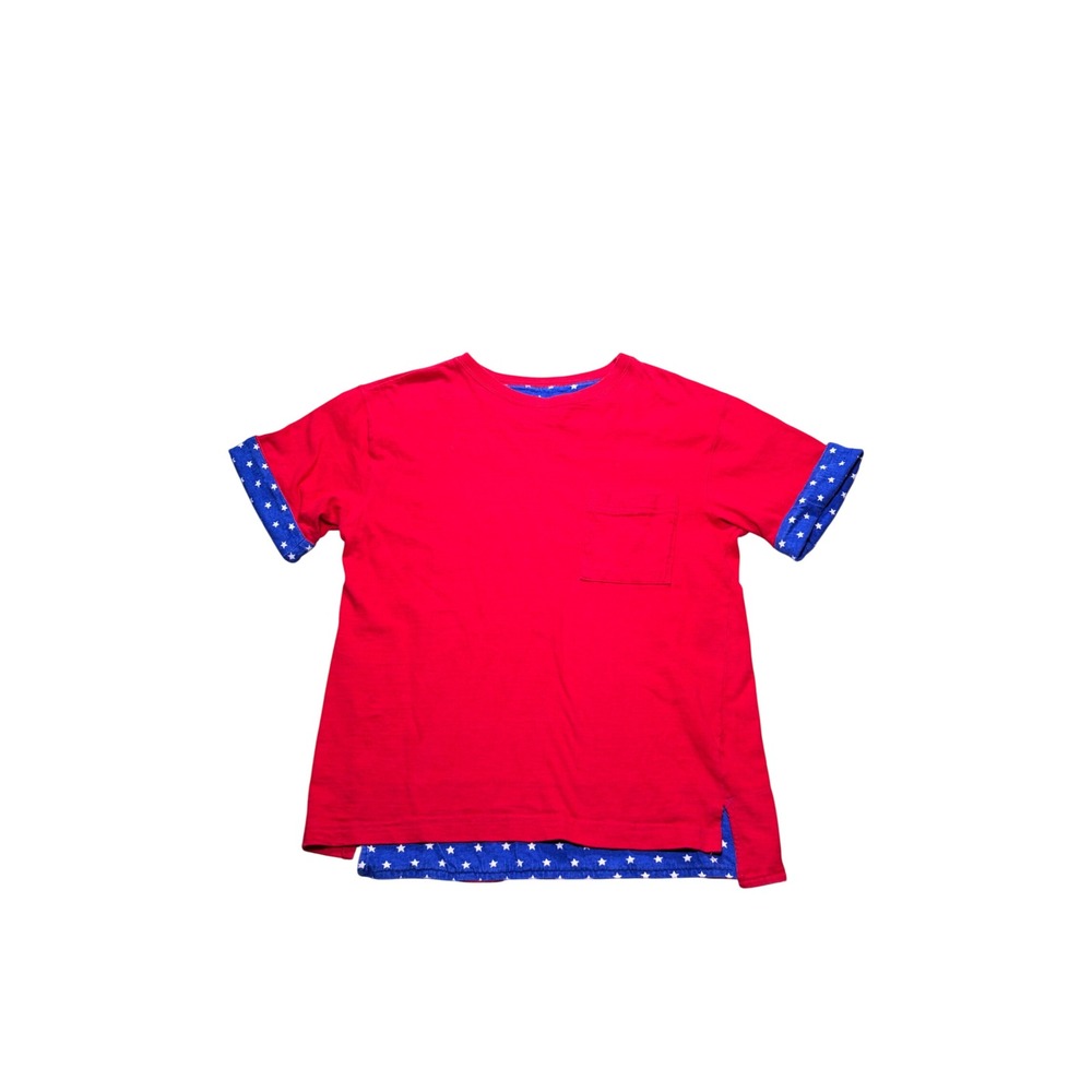 Vintage Izod Lacoste Red Star Print Layered Pocket T-Shirt Mens Small USA Made